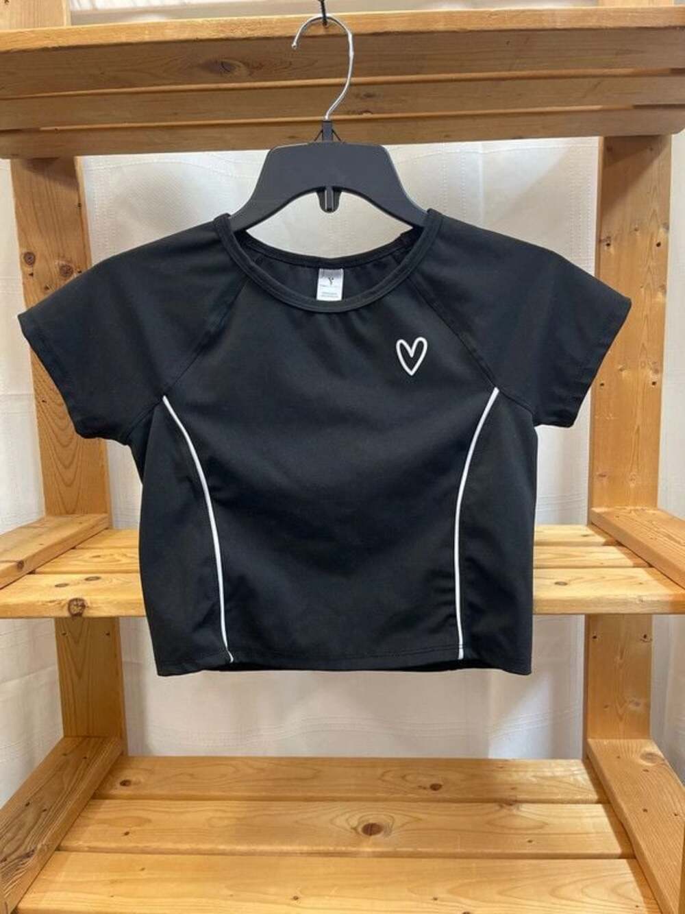 Yogalicious L Large Girls 12 Black Active Crop Stretch